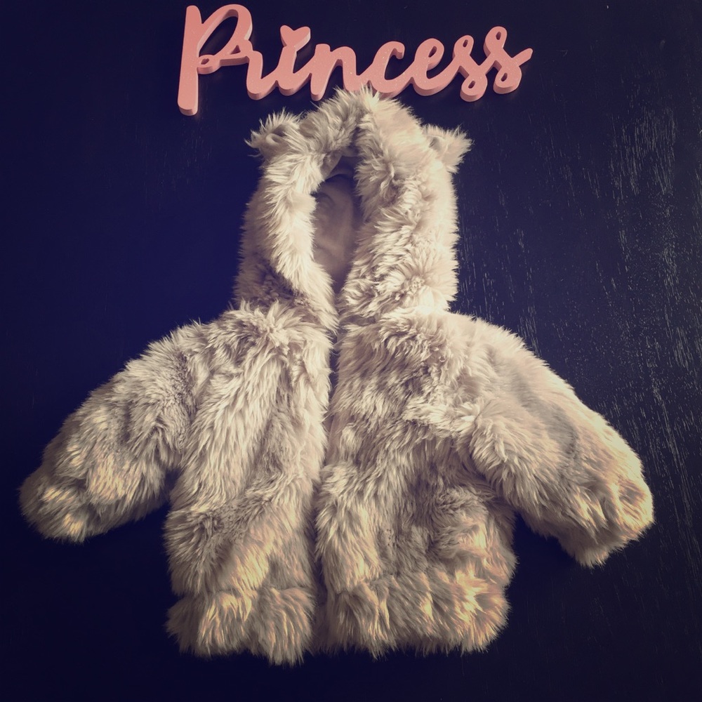 RH Baby & Child Luxe Fur Faux Grey Fox Jacket